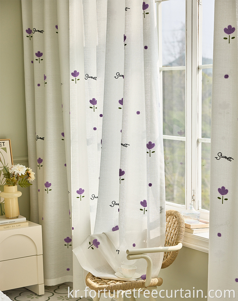 Embroidery Sheer Print Curtain